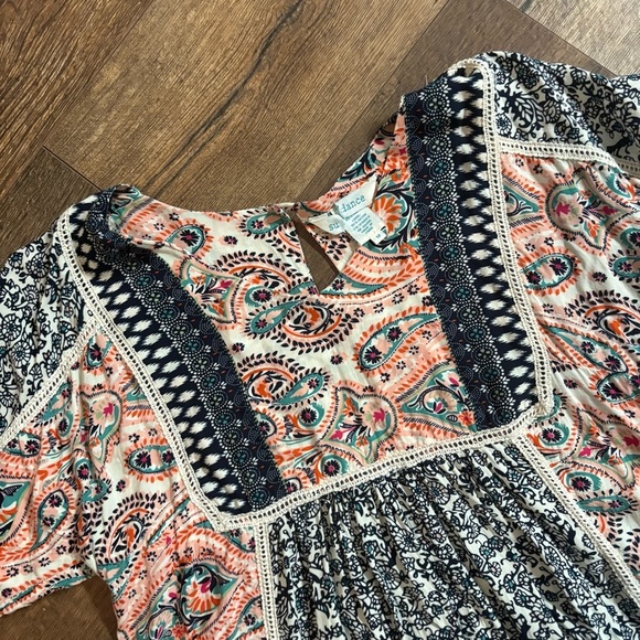 Sundance Patchwork My Favorite Dress Multicolor Boho Short Sleeve paisley - Picture 3 of 4